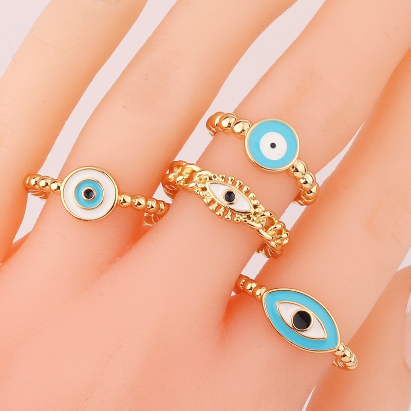 Fashion Devilu0027S Eye Copper Open Ring Enamel Copper Rings