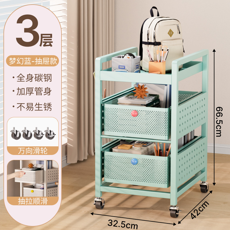 书包置物架家用多层小桌滑轮放书本零食收纳架子可移动厨房小推车|undefined