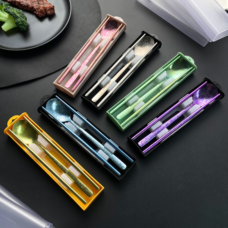Pure Titanium Spoon and Chopsticks Portable Tableware Set Student Tableware Outdoor Picnic Travel Lightweight Mildew-Proof Titanium Tableware Set Pure Titanium Spoon and Chopsticks Portable Tableware Set Student Tableware Outdoor Picnic Travel Lightweight Mildew-Proof Titanium Tableware Set