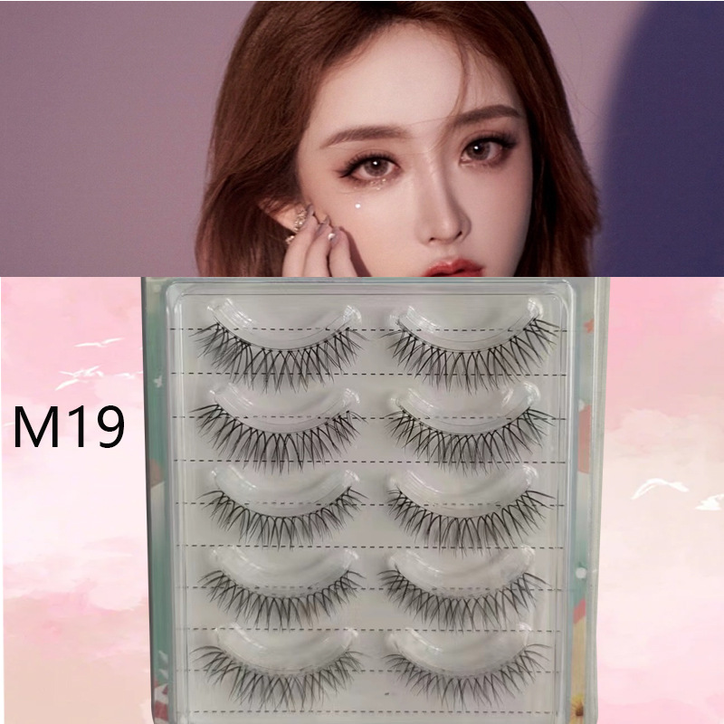 Suministro directo de fábrica transfronteriza natural larga Cruz gruesa japonés 3D afilado tallo transparente Luna doblar pestañas postizas