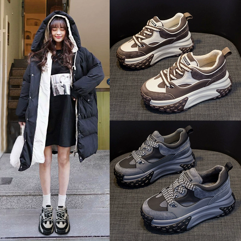 Кроссовки в стиле "dad shoes" весна 2025, новые белые кроссовки для студенток, модные повседневные женские туфли, универсальные туфли на толстой подошве, увеличивающие рост.