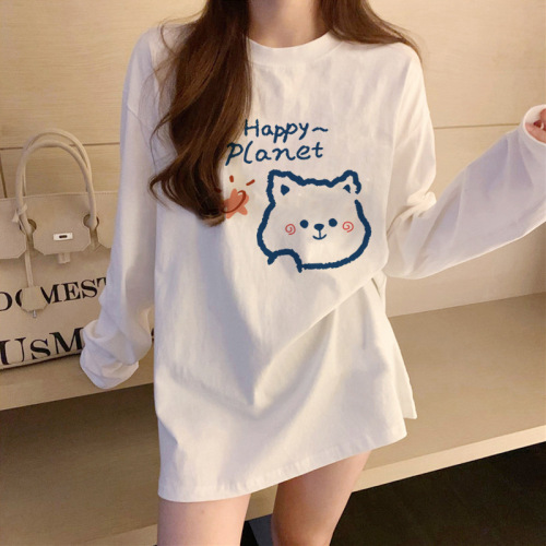 Cotton White Base Shirt Women's Innerwear 2025 Spring Collection New Loose Stylish Versatile Long Sleeve T-Shirt Women's Top