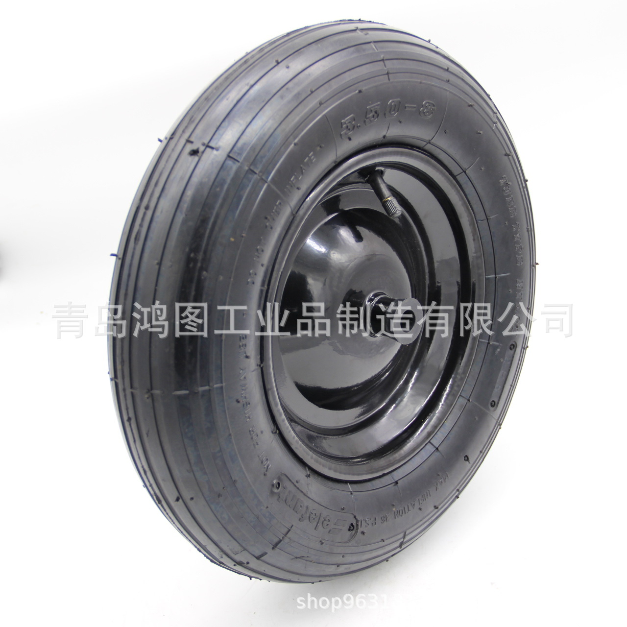 【厂家直供】15英寸橡胶充气轮 3.50-8顺纹手推车轮子出口欧美