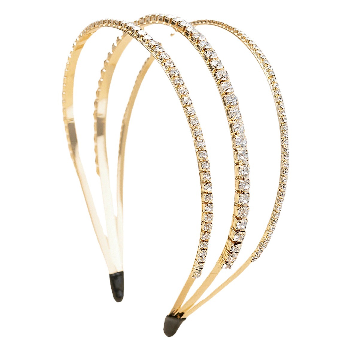 Diadema de Tres Capas con Perlas y Cristales para Mujeres