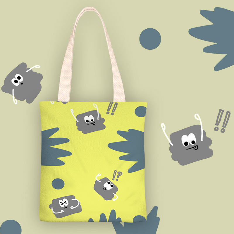 个性搞怪小煤球2020新款帆布包单肩包女大容量包包手提袋购物袋
