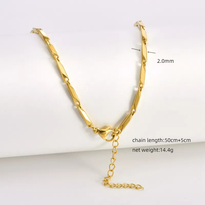 17g Weight Chain Jewelry Making Type 18K Gold Plated Plating Material Chain Necklace Classification 1 Piece Quantity Titanium Steel Material Geometric Pattern All Seasons Season Polished Finish Plating Design Simple Style Style 1 Piece Titanium Steel 18K Gold Plated Polished Chain Necklace Chain Simple Style Geometric 10