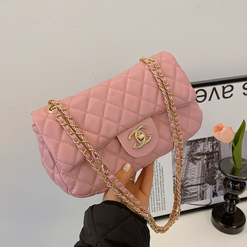 Transfronterizo nuevo bolso de mujer 2024 nuevo estilo simple estilo de estilo de diamante pequeño viento de aroma bolso de hombro bolsas pequeñas