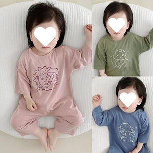 Baby Jumpsuit Spring and Summer New Pure Cotton Baby Thin Robe Kidsren's Anti-Kick Sleeping Bag Air-Conditioned Clothing Home Clothing