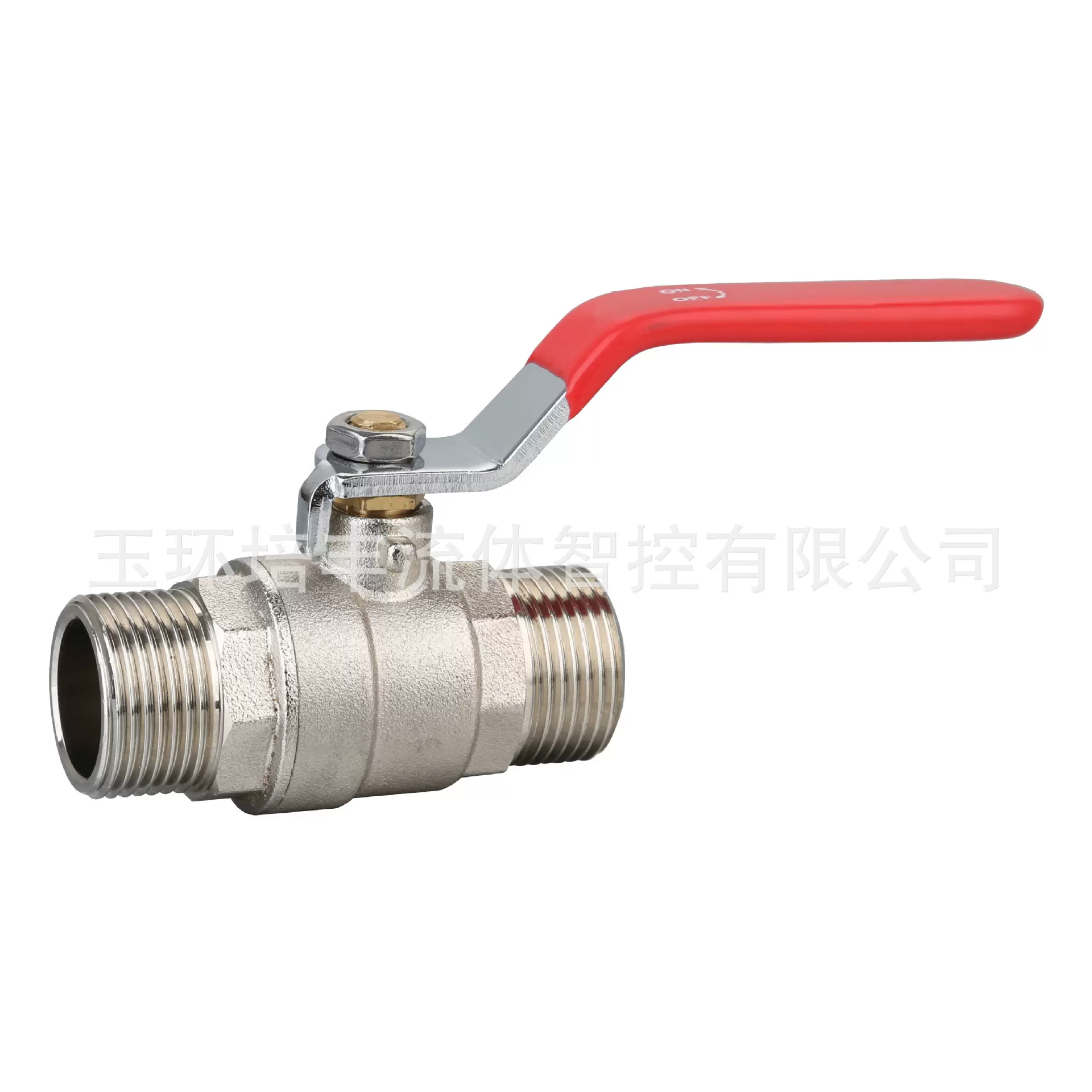 黄铜材质双外螺纹镀镍表面铜球阀铁手柄