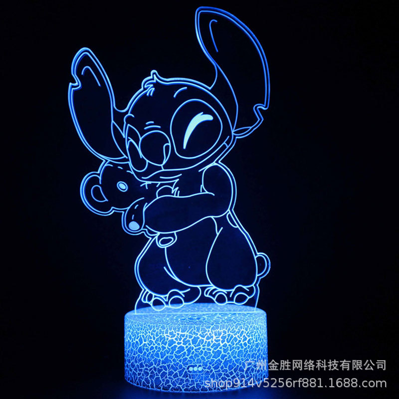 Stitch suministro transfronterizo 3D luz de la noche serie de dibujos animados creativo regalo del Día de San Valentín Lámpara decorativa dormitorio lámpara de mesa