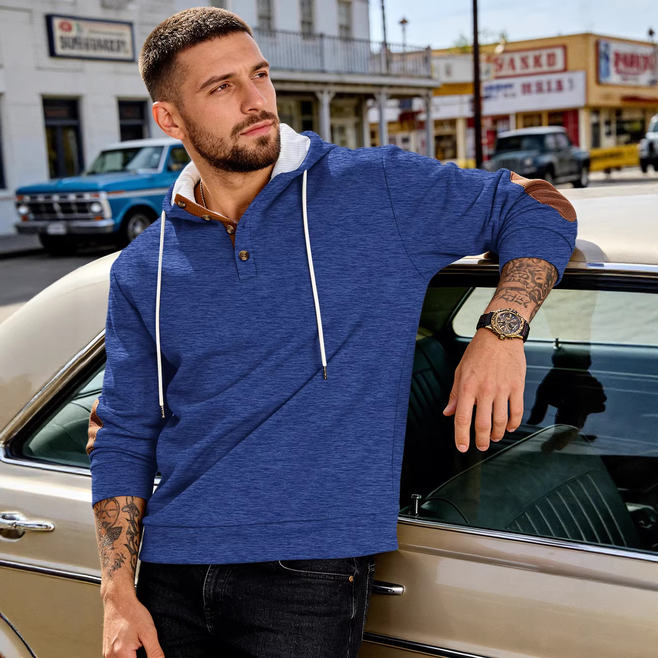 Comercio exterior Amazon primavera nuevo hombre chaqueta con sombrero de cuerda de pull-out grande americano chaqueta deportiva casual hombre