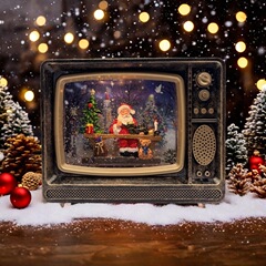 クロスボーダークリスマスギフトスノーフレーククリスタルランプテレビオルゴールオルゴール雪の装飾品クリスマス装飾
