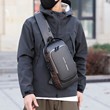 Men's chest bag casual solid color shoulder bag fashion business trend men's outdoor backpack portable mobile phone messenger bag