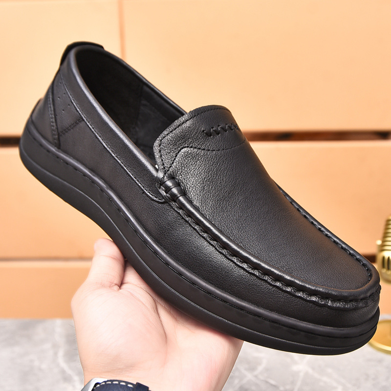 남성 신발 봄과 가을 작업 캐주얼 가죽 신발 고무 발 남성 가죽 부드러운 바닥 아빠 신발 통기성 패션 신발