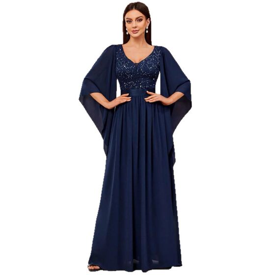 European and American dress V-neck beads chiffon lotus leaf short sleeve waist A pendulum light dress 2025 summer women