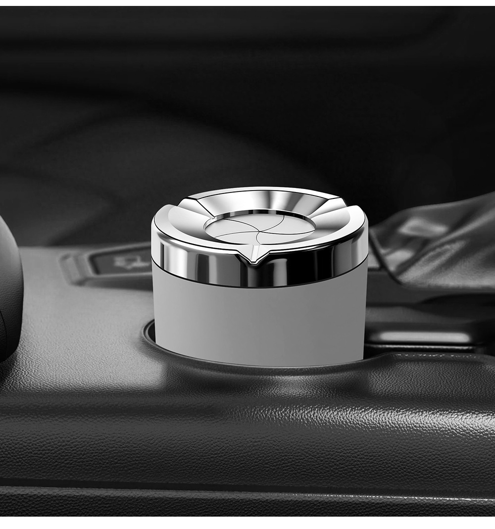 Rotating ashtray, new high-end luxury stress-relief car ashtray, thickened stainless steel, rotating closure to prevent ash from flying