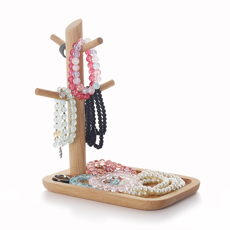 Solid wood home entrance key rack jewelry rack storage tray bracelet rack bracelet ring jewelry display rack
