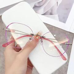 ブルーライト防止紫色白老眼鏡ファッション高級感若い眼鏡フレーム女性抗疲労高精細超軽量眼鏡