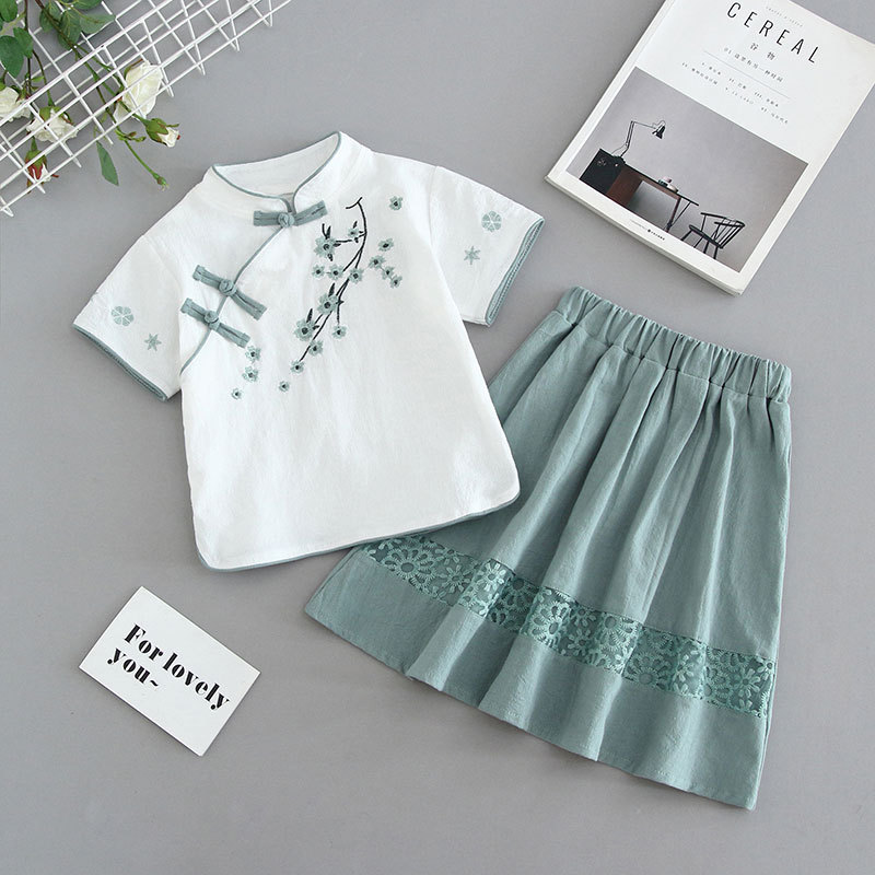 女童汉服夏款儿童中国风唐装民国风连衣裙子套装改良夏季2025新款