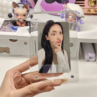 Acrylic Photo Frame Magnetic Display Stand Storage DIY Double-Sided Transparent Small Card Holder Polaroid 3inch Photo Ornament
