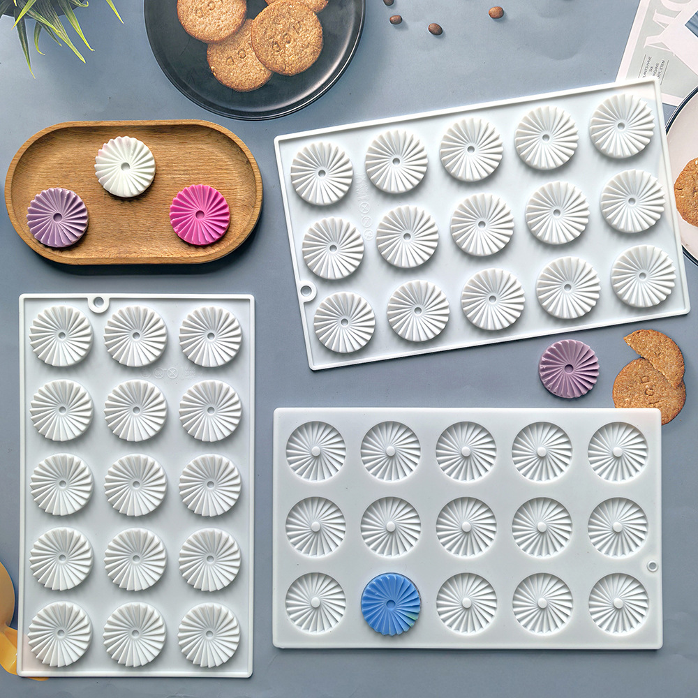 15 molde de pastel de flores rotativas 589 chocolate molde de silicona pudín molde de pastel de postre jabón utensilios