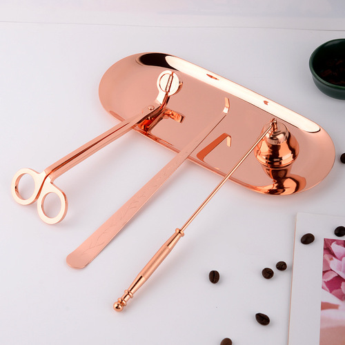 Aromatherapy candle extinguishing tool set stainless steel candle core scissors fire extinguishing bell cover hook igniter candle extinguisher