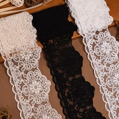 Lolita classic mesh embroidery lace edge white beige sleeveless dress hem evening wear accessories 8cm wide