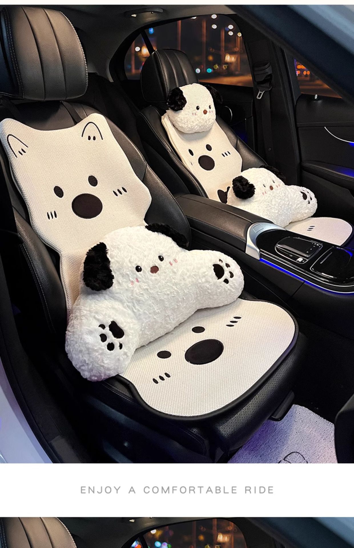 Car Seat Cushion for All Seasons, Cartoon West Highland Car Cushion, Skin-Friendly Car Interior Seat Cover for All Seasons, Cute for Girls