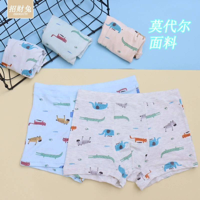 Детское нижнее белье из модального хлопка Lucky Rabbit, мужские Детские Боксеры для средней школы, студенческое нижнее белье с героями мультфильмов От 3 до 12 лет Летняя оптовая продажа