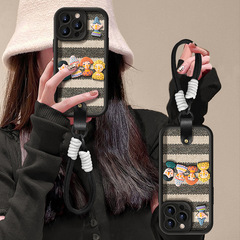 立体公仔挂绳适用苹果16手机壳13promax磨砂硅胶15小羊皮14保护套