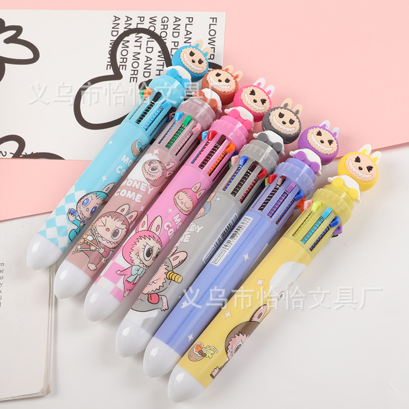 LABUBU 10 色ボールペン学生かわいい高価値マルチカラーハンドブックペンカラープレスペン卸売|undefined