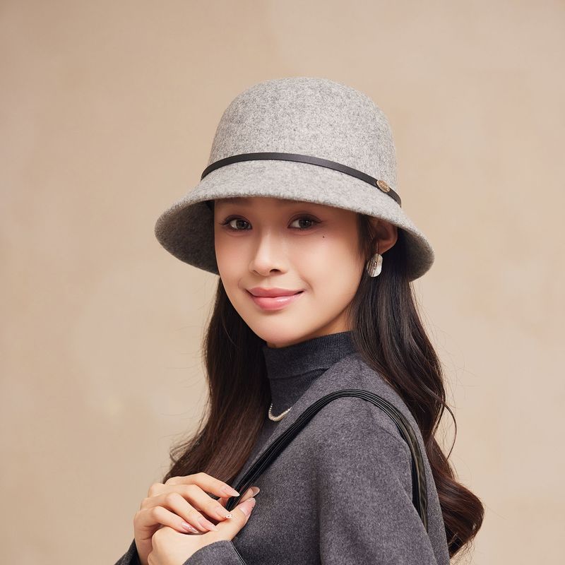 新款法式赫本风羊毛呢渔夫帽女秋冬季优雅复古盆帽名媛小香风帽子|undefined