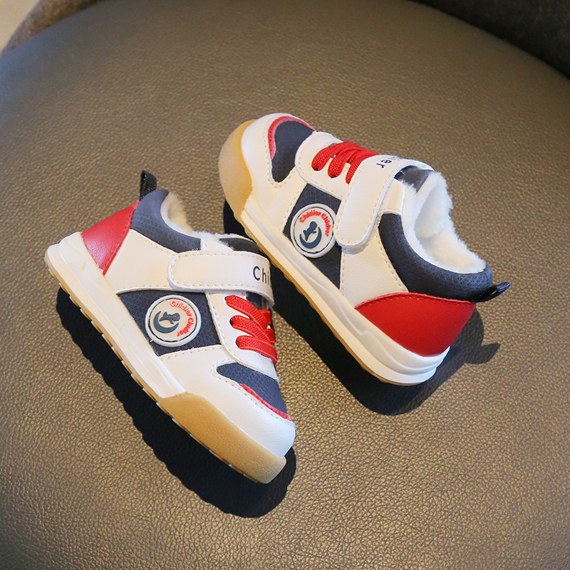 Zapatos de bebé de algodón con forro polar grueso de fondo suave zapatos antideslizantes para niños pequeños zapatos de bebé de 2 años para mujeres Otoño e Invierno 1-3 zapatos funcionales antideslizantes