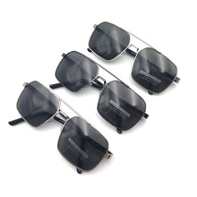 新款男士鋁鎂偏光太陽眼鏡大方形黑銀架內鍍藍膜司機駕駛釣魚墨鏡