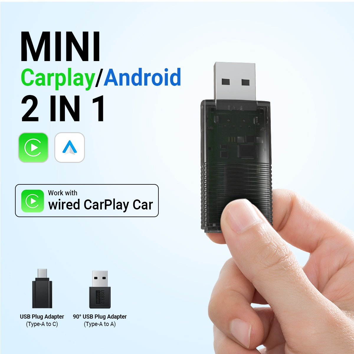 Беспроводной адаптер CP86 для CarPlay и Android Auto (двухканальный, 2-в-1) для использования в автомобиле