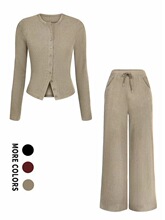 K 27276 Button Long Sleeve Wide Leg Set �~���L�����ѝ���b