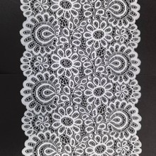 18cm弹力经编花边 时装婚纱内衣辅料 锦纶丝蕾丝柔软热转印烫画