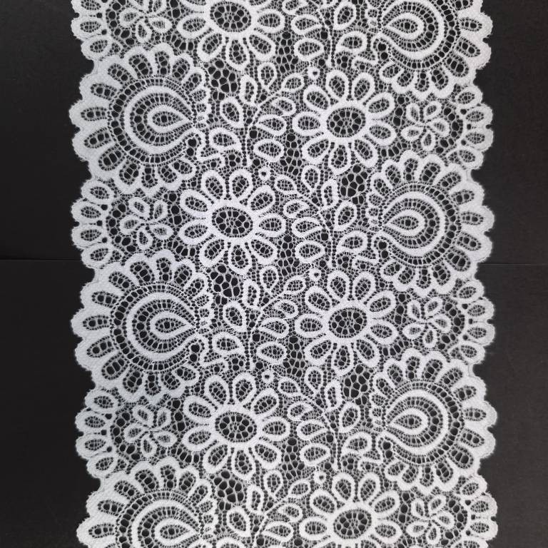 18cm弹力经编花边 时装婚纱内衣辅料 锦纶丝蕾丝柔软热转印烫画