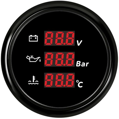automobile instrument for Oil Level, Water Temperature, Oil - black-edge-black-bottom-voltage-oil-pressure-water-temperature