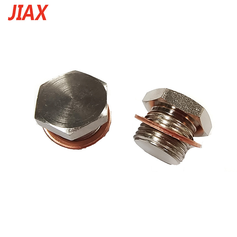 Excluso para autopartes transfronterizas Tapón de aceite hexagonal exterior M18X1.5 con junta Tapón de tapón de níquel galvanizado de hierro Tornillo de tapón de garganta