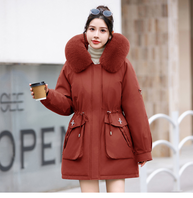 Abbigliamento da donna cappotto parka di grandi dimensioni cappotto in cotone con collo largo da donna stile coreano più vita in velluto cappotto caldo in cotone tendenza da donna_voghion.com