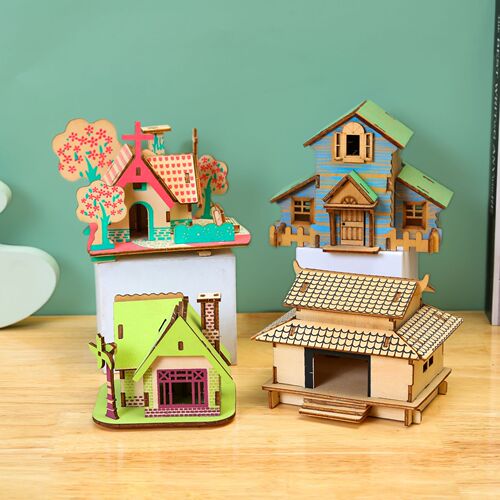 Children's educational handmade DIY assembled three-dimensional toys, factory direct sales 3D wooden puzzles wholesale street stalls