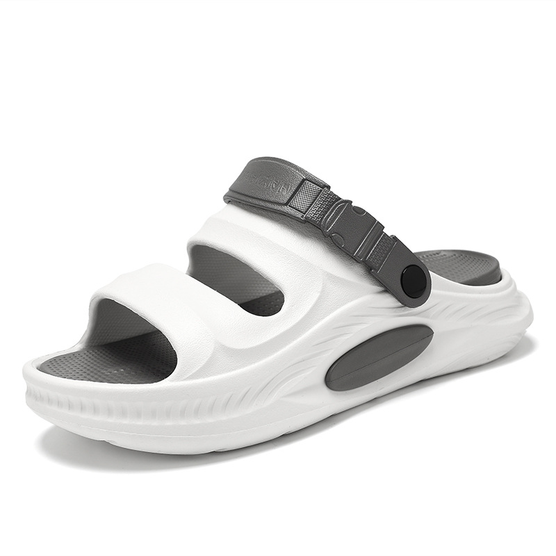 2025 nueva ropa exterior de verano antideslizante pisando heces sandalias y zapatillas de suela gruesa arrastrando al aire libre sandalias de playa de doble uso hombres