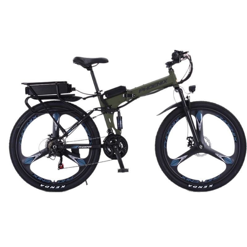 Venta directa de fábrica de Phoenix, bicicleta de montaña eléctrica plegable de doble absorción de impactos, batería larga, ciclomotor eléctrico para desplazamientos