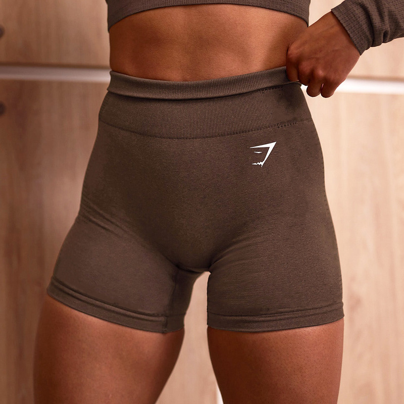 Spot Gym Shark Seamless Knitted Shorts Printed Peach Three-Point Pants Fitness Training Women's Iron Tights Spot Gym Shark Seamless Knitted Shorts Printed Peach Three-Point Pants Fitness Training Women's Iron Tights