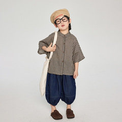 暢果童裝男童襯衫短袖兒童夏季薄款韓版蝙蝠袖上衣中小童襯衣半袖