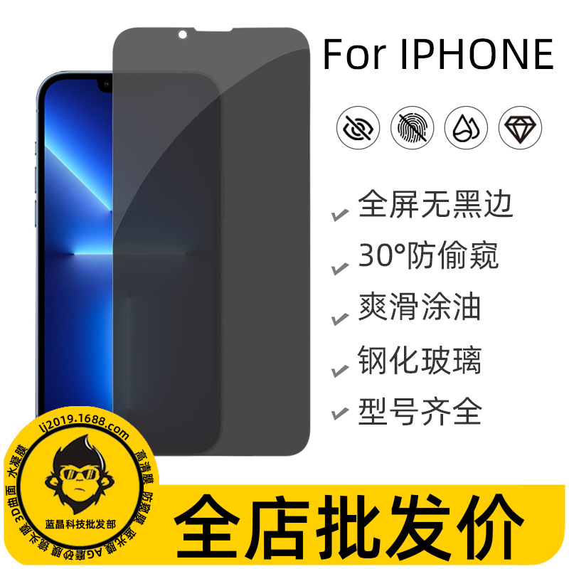 适用苹果 IPHONE 13PRO MAX 防窥膜12 14 15Plus高透防偷窥钢化膜