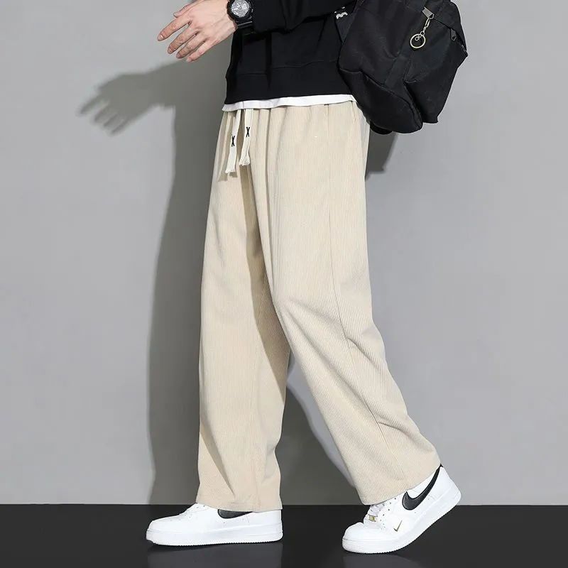 Pantalones de otoño y invierno transfronterizos para hombres de color sólido con una sensación vertical recta de terciopelo de moda, cordillera, pantalones deportivos de piernas anchas image 9