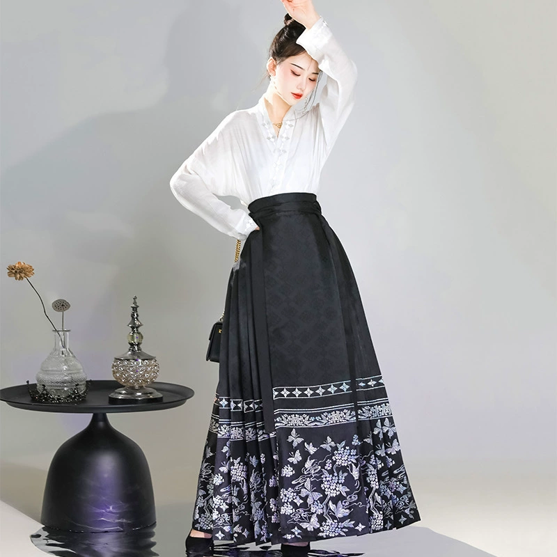 Mengdie новая юбка макси в китайском стиле древний костюм в китайском стиле маленькая одежда Song Ming Han Женская одежда с элементом Han ежедневные поездки