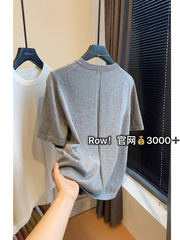北欧シンプル風基礎純色後、中縫い丸襟が痩せている半袖ニットシャツtシャツ女G022713